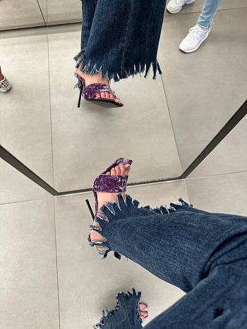 YSL Malva Baliqua Heeled Sandals In Velvet Purple 10.5cm 