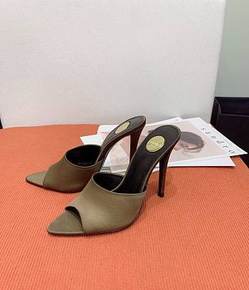 YSL Goldie Mules Satin Crêpe In Olive 11cm