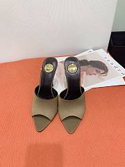 YSL Goldie Mules Satin Crêpe In Olive 11cm - 4