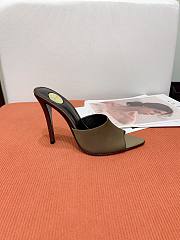 YSL Goldie Mules Satin Crêpe In Olive 11cm - 2