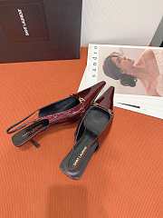 YSL Carine 55 Slingback Pumps in Patent Leather Deep Bordeaux Red  - 5