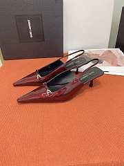YSL Carine 55 Slingback Pumps in Patent Leather Deep Bordeaux Red  - 6