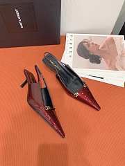 YSL Carine 55 Slingback Pumps in Patent Leather Deep Bordeaux Red  - 4
