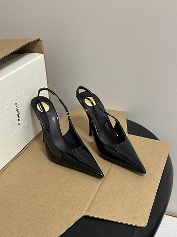 YSL Guermantes Slingback Pumps In Patent Leather Black 9.5cm