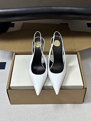YSL Guermantes Slingback Pumps In Patent Leather White 9.5cm - 4