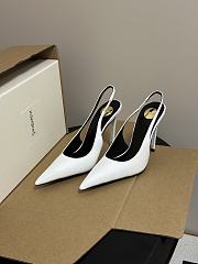 YSL Guermantes Slingback Pumps In Patent Leather White 9.5cm - 3