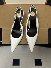 YSL Guermantes Slingback Pumps In Patent Leather White 9.5cm - 5