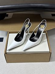 YSL Guermantes Slingback Pumps In Patent Leather White 9.5cm - 2