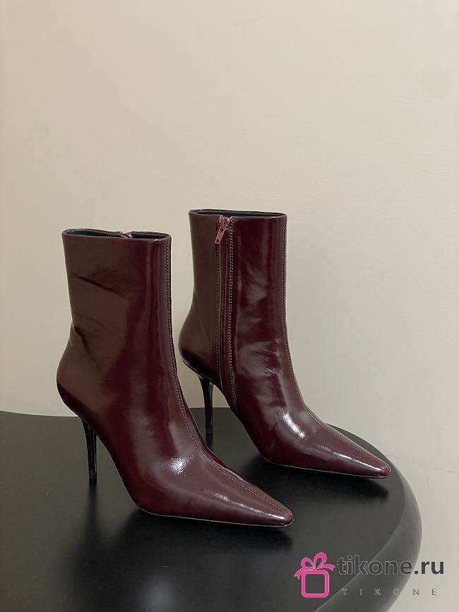 YSL Ashley Booties In Smooth Leather Vintage Bordeaux 9cm - 1