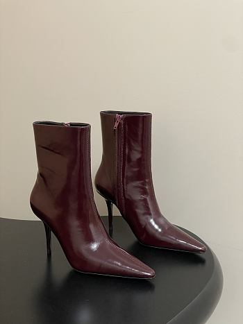 YSL Ashley Booties In Smooth Leather Vintage Bordeaux 9cm