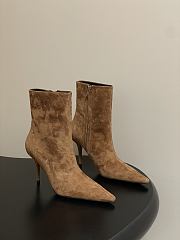 YSL Ashley Booties In Suede Leather Dark Havana 9cm - 1