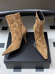 YSL Ashley Booties In Suede Leather Dark Havana 9cm - 2