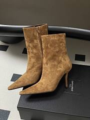 YSL Ashley Booties In Suede Leather Dark Havana 9cm - 6