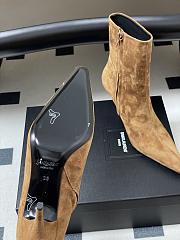 YSL Ashley Booties In Suede Leather Dark Havana 9cm - 3