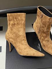 YSL Ashley Booties In Suede Leather Dark Havana 9cm - 4