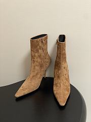 YSL Ashley Booties In Suede Leather Dark Havana 9cm - 5