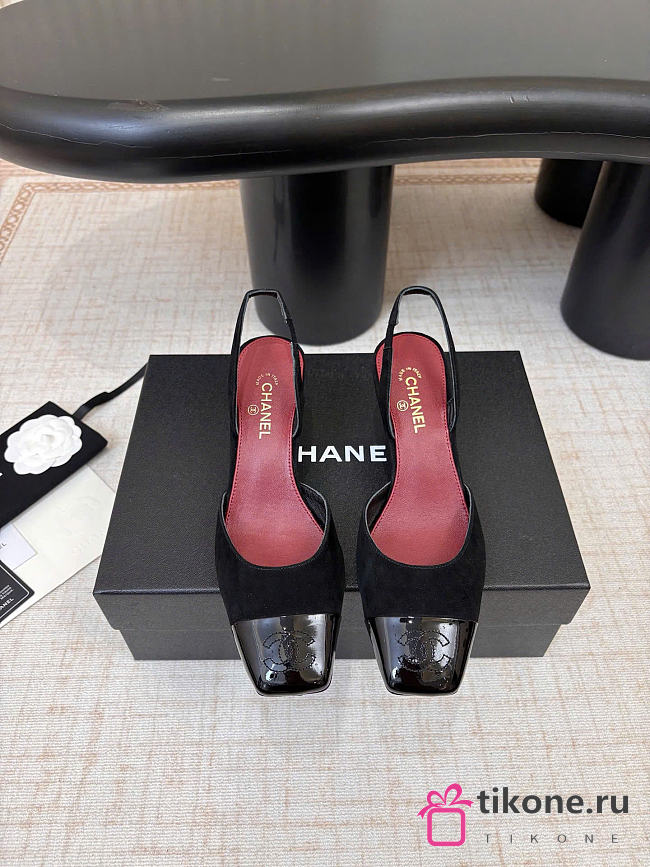 Chanel Slingbacks Suede & Patent Calfskin Black G47515 - 1