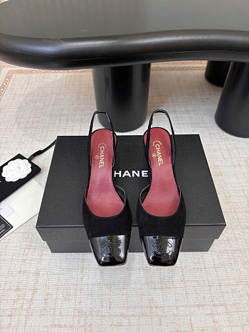 Chanel Slingbacks Suede & Patent Calfskin Black G47515