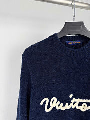LV Embroidered Signature Long-Sleeved Crewneck Navy 1AKLW7  - 4