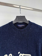 LV Embroidered Signature Long-Sleeved Crewneck Navy 1AKLW7  - 2