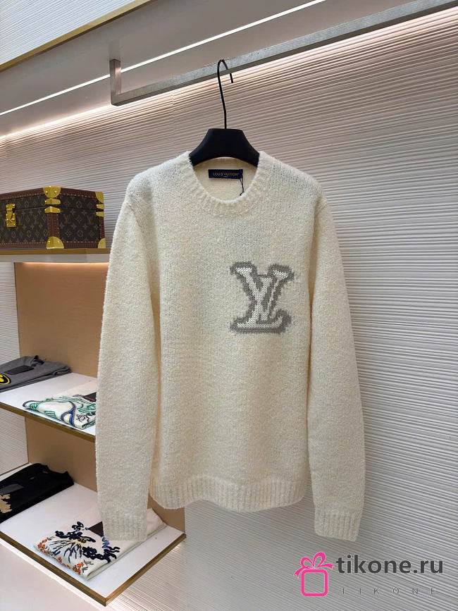 LV Intarsia Crewneck Off-White 1AIWEH  - 1