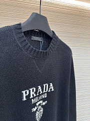 Prada Intarsia-Logo Wool-Cashmere Crew-Neck Sweater Black - 5
