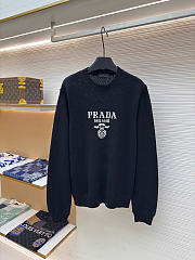 Prada Intarsia-Logo Wool-Cashmere Crew-Neck Sweater Black - 4