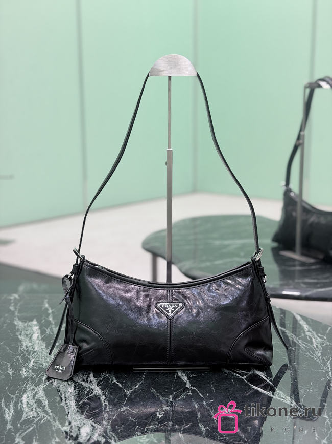Prada Aimèe Medium Leather Shoulder Bag Black 1BC309 - 32x15x10cm - 1