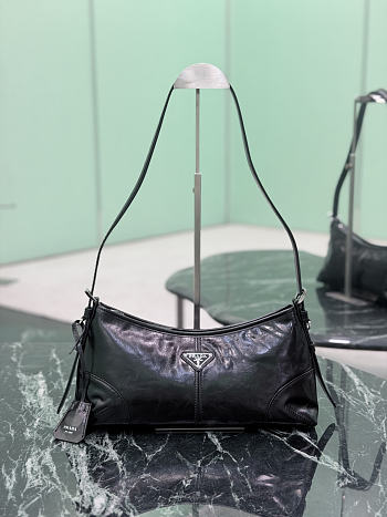 Prada Aimèe Medium Leather Shoulder Bag Black 1BC309 - 32x15x10cm