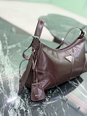 Prada Aimèe Medium Leather Shoulder Bag Dark Brown 1BC309 - 32x15x10cm - 3