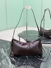 Prada Aimèe Medium Leather Shoulder Bag Dark Brown 1BC309 - 32x15x10cm - 1