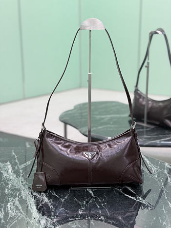 Prada Aimèe Medium Leather Shoulder Bag Dark Brown 1BC309 - 32x15x10cm
