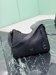 Prada Aimée Medium Leather Shoulder Bag Black 1BC301 - 31x23.5x11cm - 3