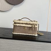 Chanel Top Handle Long Vanity Case with Chain Suede & Shearling Gold Tone Black - 26.5x13x5cm - 1