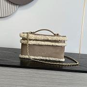 Chanel Top Handle Long Vanity Case with Chain Suede & Shearling Gold Tone Black - 26.5x13x5cm - 2