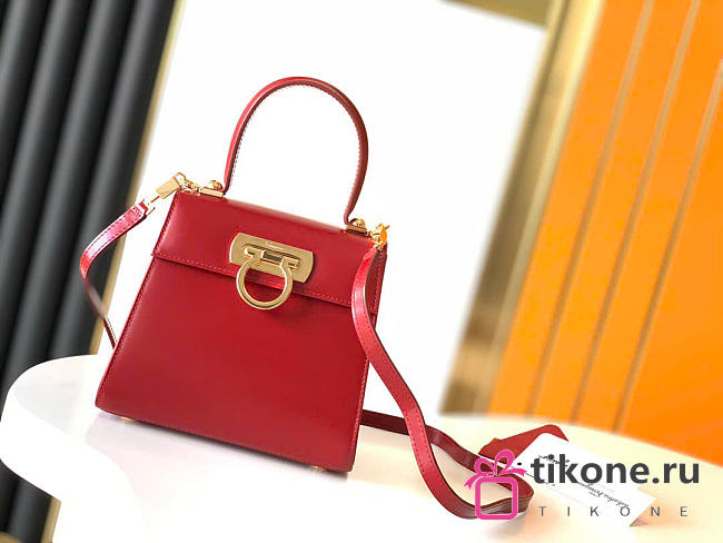 Ferragamo Iconic Top Handle (S) Winter Red - 20.5x18x10cm - 1