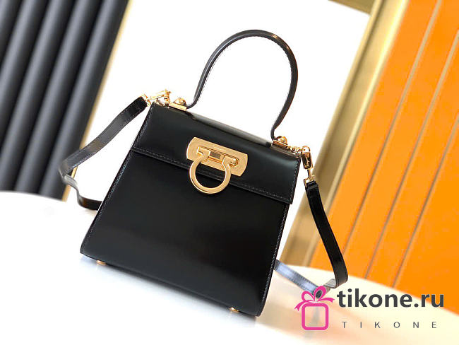 Ferragamo Iconic Top Handle (S) Black - 20.5x18x10cm - 1