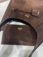 Prada Boogie Large Suede Bag Dark Brown 1BC299 - 40x24.5x9cm - 6