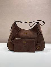 Prada Boogie Large Suede Bag Dark Brown 1BC299 - 40x24.5x9cm - 4