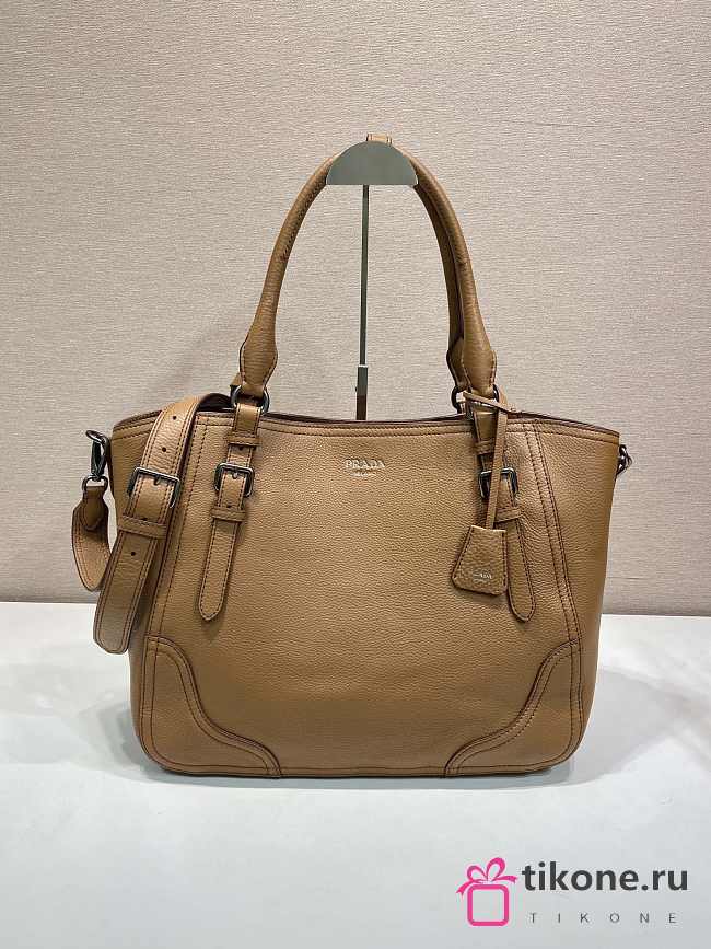 Prada Large Leather Tote Bag Brown 1BG602 - 38x32x14cm - 1