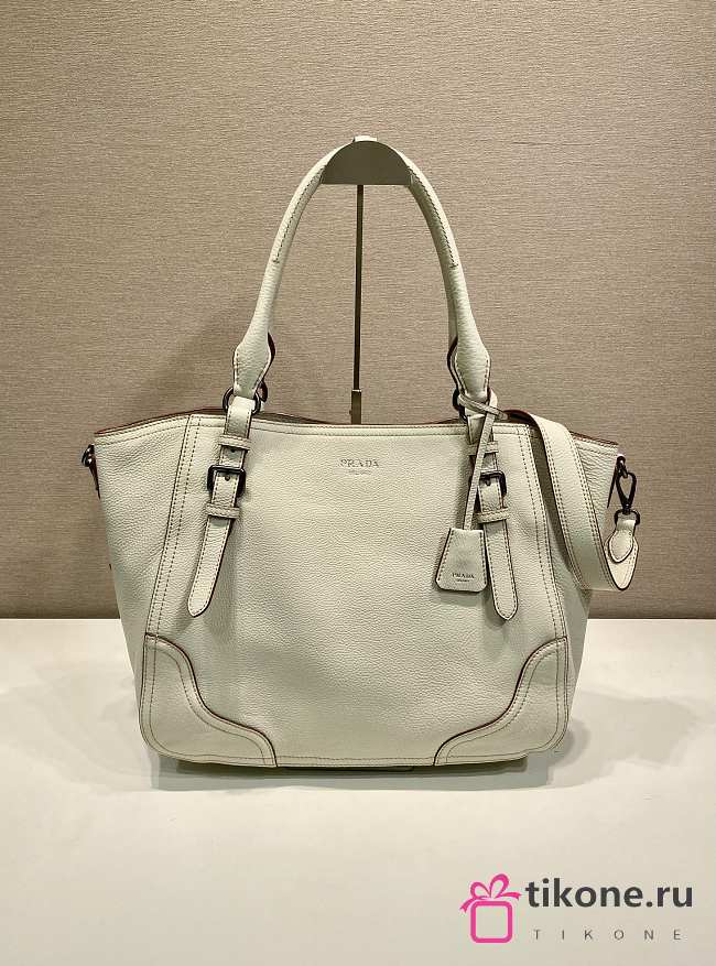 Prada Large Leather Tote Bag White 1BG602 - 38x32x14cm - 1