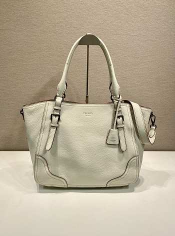Prada Large Leather Tote Bag White 1BG602 - 38x32x14cm