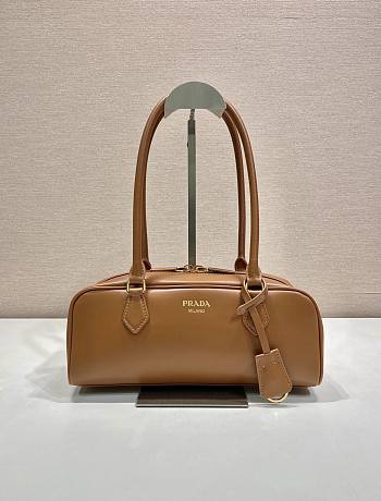 Prada Medium Leather Top-Handle Bag Cognac 1BB176 - 28x13x8cm