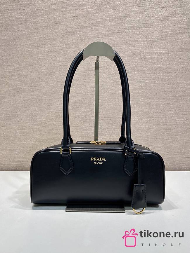 Prada Medium Leather Top-Handle Bag Black 1BB176 - 28x13x8cm - 1