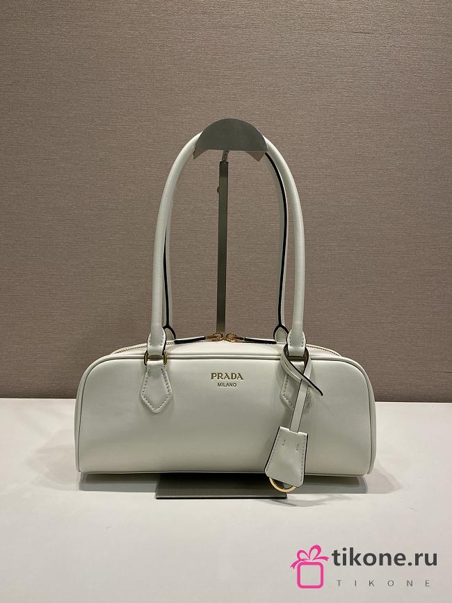 Prada Medium Leather Top-Handle Bag White 1BB176 - 28x13x8cm - 1