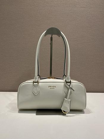 Prada Medium Leather Top-Handle Bag White 1BB176 - 28x13x8cm