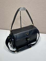 Prada Explore Large Nappa Leather Shoulder Bag With Flap Black 1BD391 - 37.5x19x12cm - 5