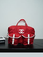 Chanel Large Bowling Bag Nylon, Calfskin & Silver-Tone Metal Red & White AS6455 - 35x22x17cm - 1