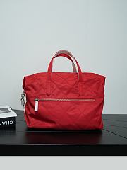 Chanel Large Bowling Bag Nylon, Calfskin & Silver-Tone Metal Red & White AS6455 - 35x22x17cm - 5
