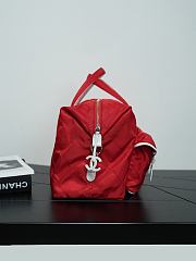 Chanel Large Bowling Bag Nylon, Calfskin & Silver-Tone Metal Red & White AS6455 - 35x22x17cm - 4